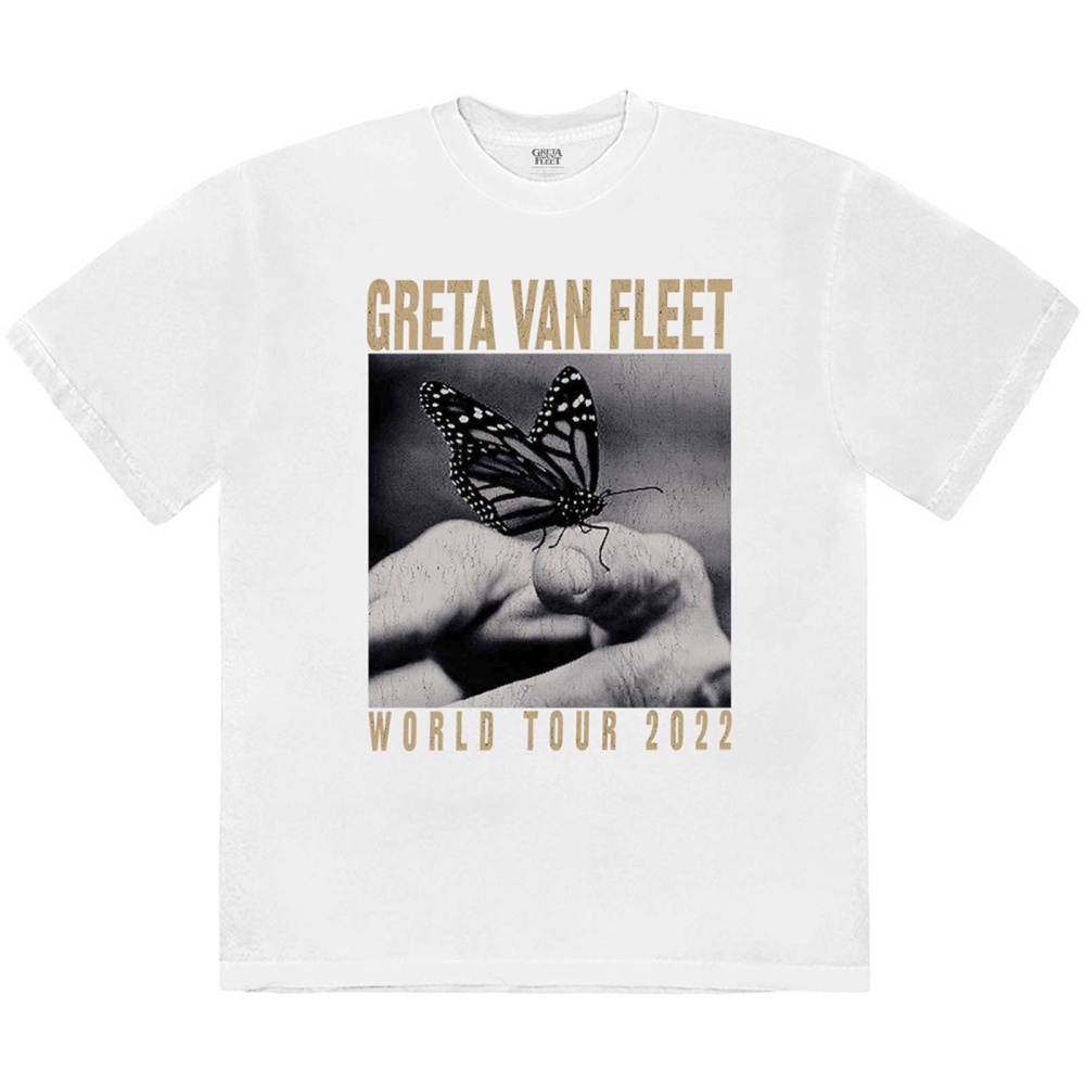 Greta Van Fleet - World Tour Butterfly Heren Tshirt - Wit